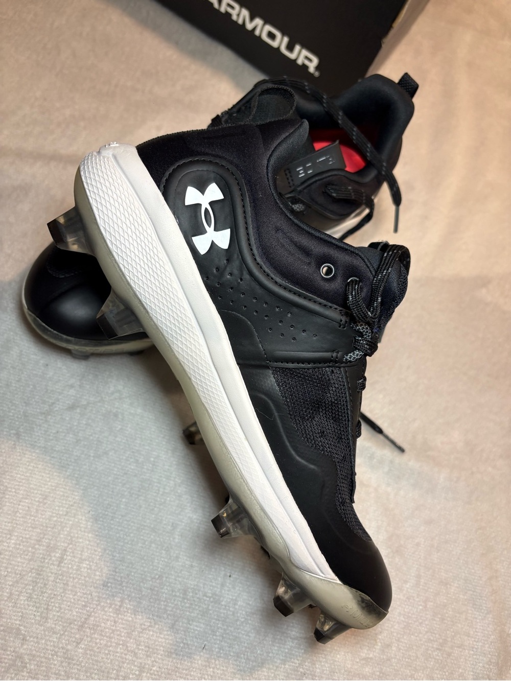 Under Armour Black and White Baseball Cleats - Picture 5 of 6